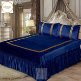 Emboss Velvet Bedsheet Set - Blue