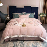 Luxury Embroidered Duvet Set - Dust Pink