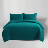TEAL QUILTED BEDSPREAD SET