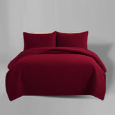 MAROON QUILTED BEDSPREAD SET