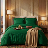 Luxury Satin Stripe Duvet Set - Green