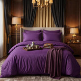 Luxury Satin Stripe Duvet Set - Purple