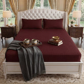 Satin Stripe Fitted Sheet - Maroon