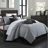 Grey and Black Embellish Box Pleats Duvet Set