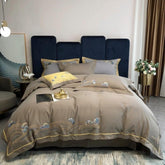 Luxury Embroidered Duvet Set - Coffee