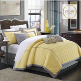 Grey and Yellow Embellish Box Pleats Duvet Set