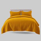 Embossed Design Soft Microfiber Bedspread-King Size-Ocher
