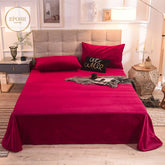 Velvet Bedsheet with 2 pillow covers-Wine Red