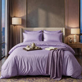 Luxury Satin Stripe Duvet Set - Lavender