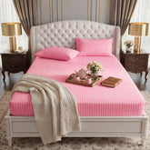 Satin Stripe Fitted Sheet - Light Pink
