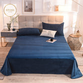Velvet Bedsheet with 2 pillow covers - Blue