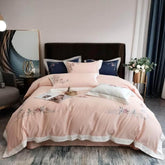 Luxury Embroidered Duvet Set - Vanilla & Blue