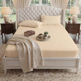 Satin Stripe Fitted Sheet - Beige