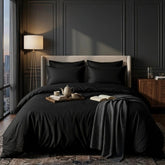 Luxury Sateen Stripe Duvet Set - Black