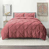 Diamond Pintucks Duvet Set - Tea Pink