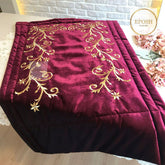 Velvet Embroidered Prayer Mat - Maroon