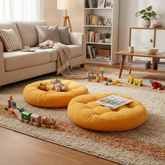 Pack of 2 Round Shape Floor Cushions - Yellow