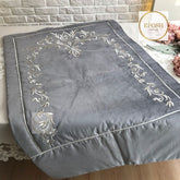 Velvet Embroidered Prayer Mat - Grey