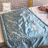 Velvet Embroidered Prayer Mat - Slate Blue