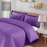 Luxury Satin Stripe Duvet Set - Purple