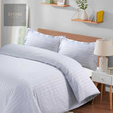Luxury Satin Stripe Duvet Set - White
