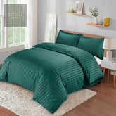 Luxury Satin Stripe Duvet Set - Teal