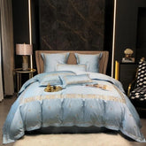 Luxury Embroidered Duvet Set-Sky Blue