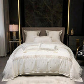 Luxury Embroidered Duvet Set-White