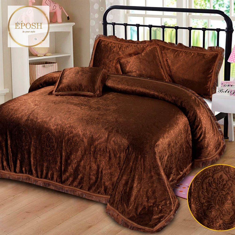 Fancy bridal Velvet Bed Sheet Set 5 Pcs - EP586 –