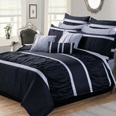 Embellish Ruffles Duvet Set - Black and Grey