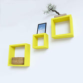 Yellow Wooden Wall Shelves Set - 3 Pieces