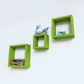 Green Wooden Wall Shelves Set - 3 Pieces