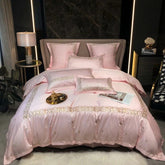 Luxury Embroidered Duvet Set-Light Pink