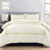 Cream Duvet Set With Golden Tripe Baratta Stitch