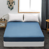 Rich Cotton Fitted Sheet with Pillow covers - Blue