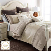 Embellish Pleated Bridal Quilt Set Beige- 12 Pieces Set with Free Quilt Filling