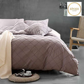Exotic Embellish Cross Pleated Duvet Set - Coffee Grey