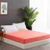 Rich Cotton Fitted Sheet with Pillow covers - Coral