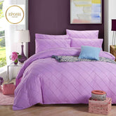 Exotic Embellish Cross Pleated Duvet Set - Bright Purple