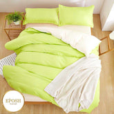 Luxury Reversible Lime Green And Cream Duvet Set