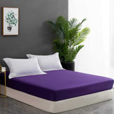 Rich Cotton Fitted Sheet with Pillow covers - Purple
