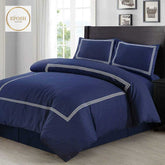 Navy Blue Duvet Set With White Tripe Baratta Stitch
