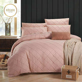 Exotic Embellish Cross Pleated Duvet Set - Peach