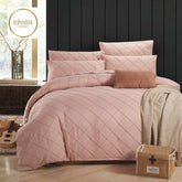 Exotic Embellish Cross Pleated Duvet Set - Peach