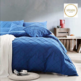 Exotic Embellish Cross Pleated Duvet Set - Royal Blue