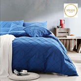 Exotic Embellish Cross Pleated Duvet Set - Royal Blue