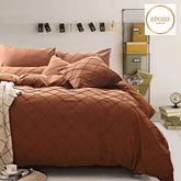 Exotic Embellish Cross Pleated Duvet Set - Rust