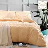 Exotic Embellish Cross Pleated Duvet Set - Mustard Yellow