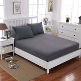 Rich Cotton Fitted Sheet with Pillow covers - Charcoal Grey