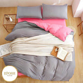 Luxury Reversible Grey And Pink Duvet Set